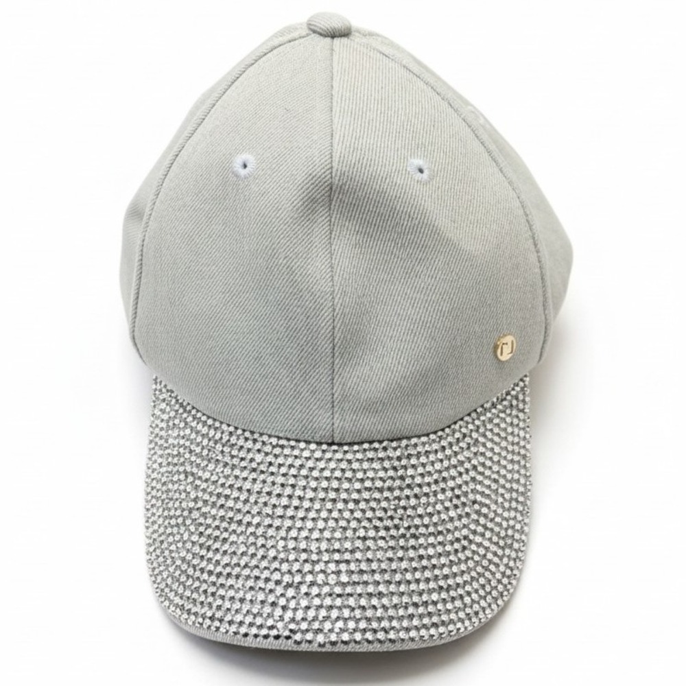 River Island Women's Grey Rhinestone Brim‎ Baseball Cap Glam Crystal Embellished